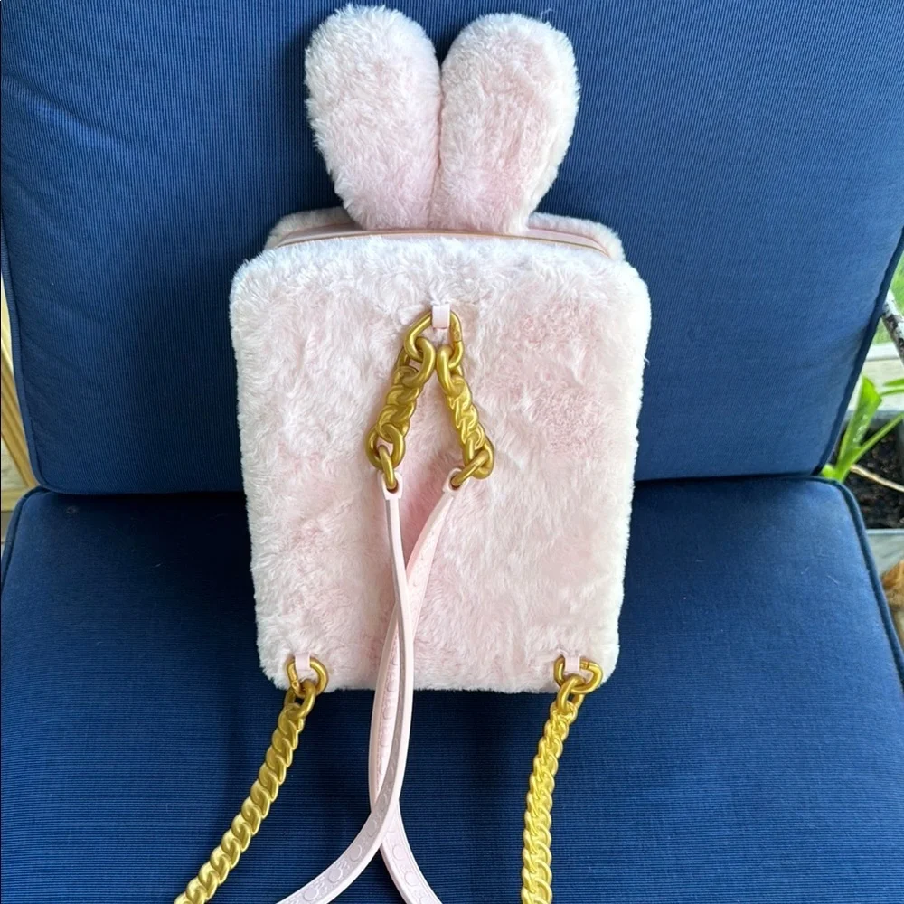Pink and White Bunny Plush Bag with Kawaii Design